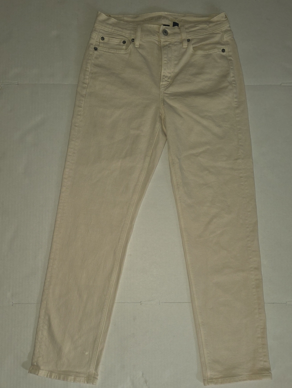 American Eagle Outfitters Women's Cream Super High-Rise Straight Leg Jeans